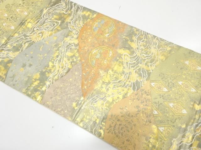 JAPANESE FUKURO OBI / WOVEN FLORAL SARASA / BY HATTORI ORIMONO